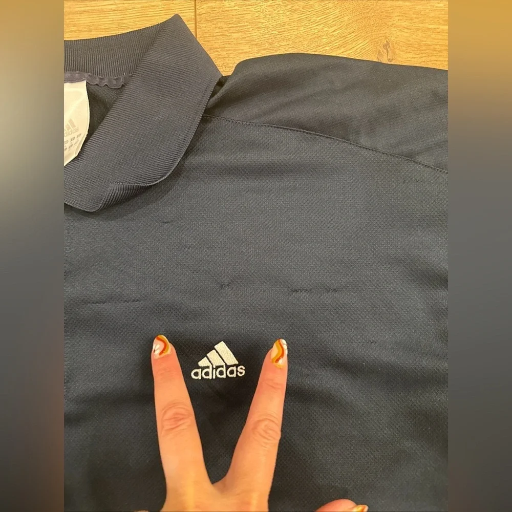 Adidas Men XL Club 3 Stripes Tennis Polo Dark Navy White Golf Short Sleeve